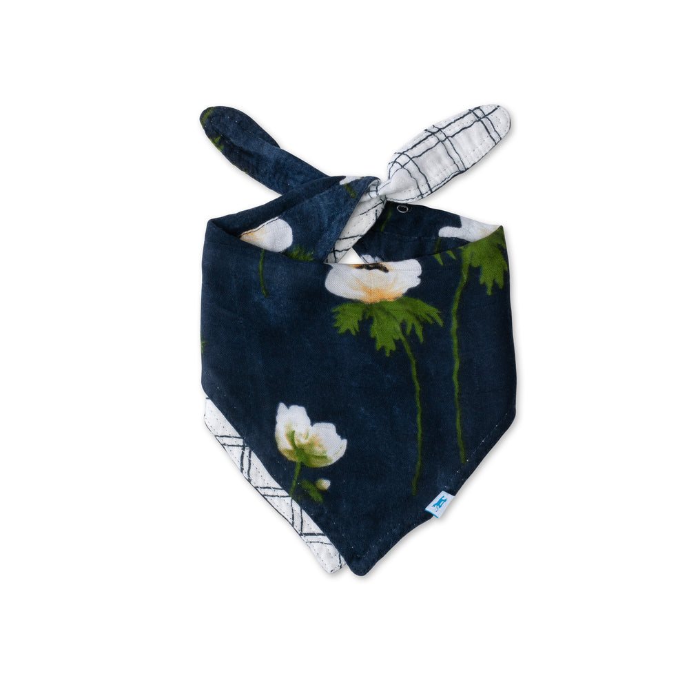 Little Unicorn -Deluxe Muslin Reversible Bandana Bib-White Anemone