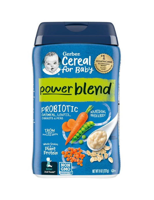 Gerber-Cereal for Baby-Probiotic Oatmeal, Lentil, Carrots & Apples- 8 oz (227 g)