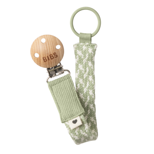 Bibs - Pacifier Clip - Sage/Ivory