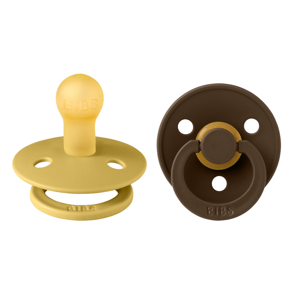 Bibs Pacifier Size 1 - Baby 0-6M (2pcs)-Mustard/Mocha